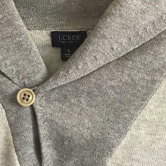 J. Crew Shawl Collar Cotton Sweater Men’s Gray - Picture 4 of 12